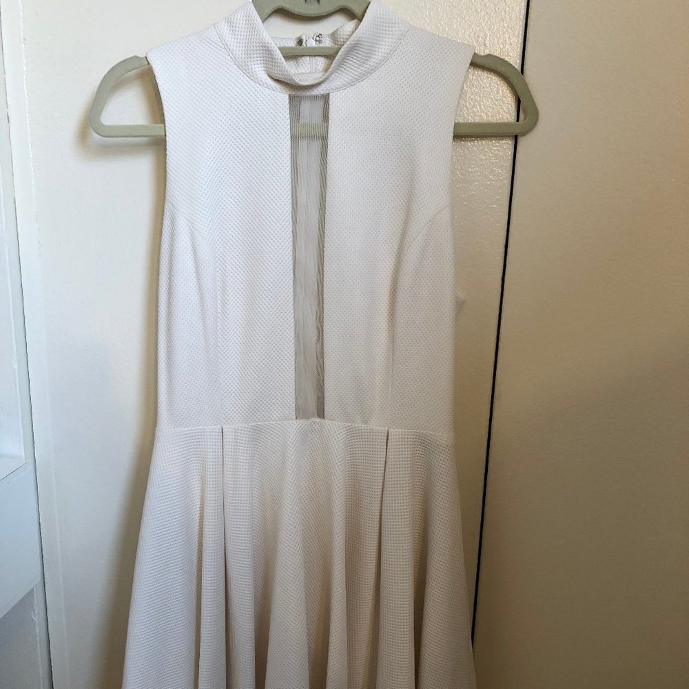 BCBG White Mesh Short Cocktail Dress